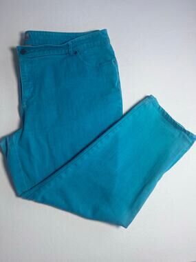 Chicos So Slimming Womens 4 XXL Turquoise Teal Ankle Zip Stretch Jeans